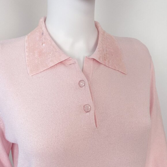 Women’s SML Design sweet Embellished Sequin Pink Sweater Size XL - Picture 3 of 6